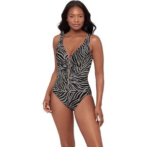 Miraclesuit Women's Swimwear Razzle Dazzle Zipt Soft Cup Tummy Control One Piece Swimsuit in Kuwait