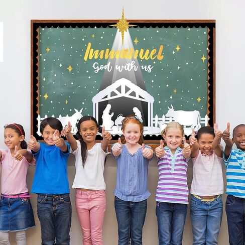 عيد الميلاد المهد نشرة مجلس الزينة مجموعة مع الحدود الدينية يسوع الميلاد ديكور الفصول الدراسية للمعلمين مشهد المهد القواطع للفصل المدرسة الفصول الدراسية لوحة الإعلانات الديكور in Kuwait