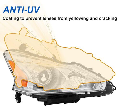 مجموعة المصابيح الأمامية متوافقة مع 2013-2015 13-15 Nissan Altima 2013 2014 2015 13 14 15 Nissan Altima S/SL/SV-فقط تناسب 4 - باب كروم الإسكان عاكس العنبر in Kuwait