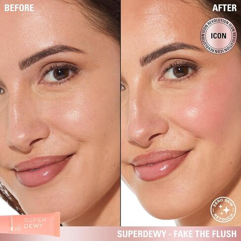 Revolution Beauty, Superdewy Liquid Blush, Richly Pigmented & Buildable, Blendable Formula, Blush Me Up, 0.5 Fl. Oz. in Kuwait