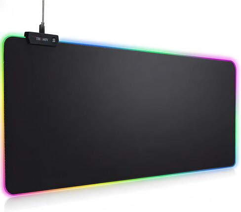 لوحة ماوس RGB مقاس 35.4 × 15.7 بوصة - لوحة ماوس LED ممتدة مع 14 وضع إضاءة، وسجادة مكتب للألعاب، وملحقات ألعاب الكمبيوتر، ولوحة مفاتيح كبيرة مع قاعدة مطاطية مضادة للانزلاق. in Saudi Arabia