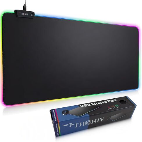 لوحة ماوس RGB مقاس 35.4 × 15.7 بوصة - لوحة ماوس LED ممتدة مع 14 وضع إضاءة، وسجادة مكتب للألعاب، وملحقات ألعاب الكمبيوتر، ولوحة مفاتيح كبيرة مع قاعدة مطاطية مضادة للانزلاق. in Saudi Arabia