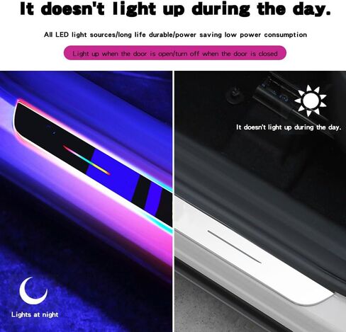 عتبات أبواب LED مغناطيسية، شعار مخصص أو عتبات أبواب LED نصية للسيارة، 7 ألوان أضواء ترحيب لاسلكية، استشعار تلقائي، مقاومة للماء، هدية لعشاق السيارات in Kuwait