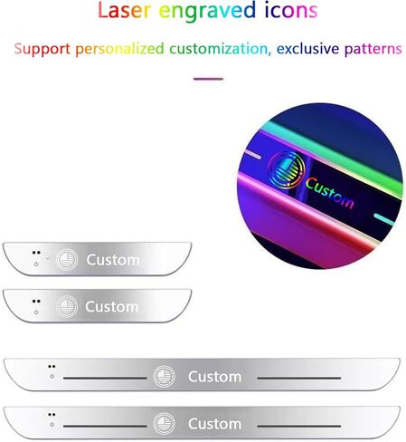 عتبات أبواب LED مغناطيسية، شعار مخصص أو عتبات أبواب LED نصية للسيارة، 7 ألوان أضواء ترحيب لاسلكية، استشعار تلقائي، مقاومة للماء، هدية لعشاق السيارات in Kuwait