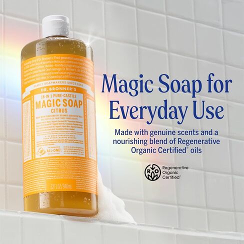 Dr. Bronner's - Pure-Castile Liquid Soap (32 Ounce Variety 3-Pack) Peppermint, Baby Unscented, Lavender - Made with Organic Oils, 18-in-1 Uses: Face, Body, Hair, Laundry, Concentrated, Vegan in Kuwait