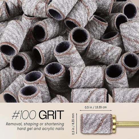 PANA 100 Pieces Nail Sanding Bands Professional Nail Manicure Great Fit for Nail Drill Bits for Acrylic Nails (150 Grit, Black) in Kuwait