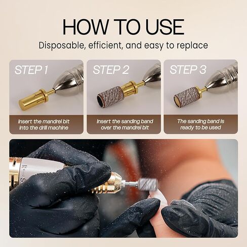 PANA 100 Pieces Nail Sanding Bands Professional Nail Manicure Great Fit for Nail Drill Bits for Acrylic Nails (150 Grit, Black) in Kuwait