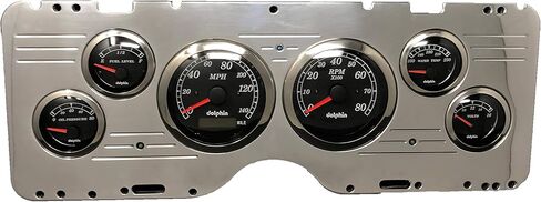 Dolphin Gauges Compatible with 1977 Chevy Nova 6 Gauge GPS Dash Cluster Panel Set Black in Saudi Arabia