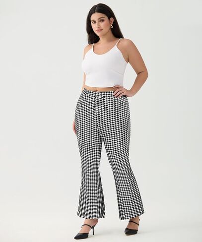 RITERA Plus Size Pants for Women Long Flared Pants Oversized Boot Cut Leggings Tummy Control Bell-Bottoms Basic Tight in Kuwait