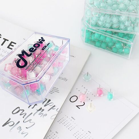 80 Pcs Push Pins in 5 Assorted Jelly Colors, Thumb Tacks with Steel Point for Bulletin & Cork Boards, Office, Home Wall Decor. (Square) in Saudi Arabia