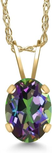 Gem Stone King 14K Yellow Gold Forever Brilliant Moissanite from Charles & Colvard Pendant Necklace For Women (0.90 Cttw, Oval 7X5MM, with 18 Inch Chain) in Saudi Arabia