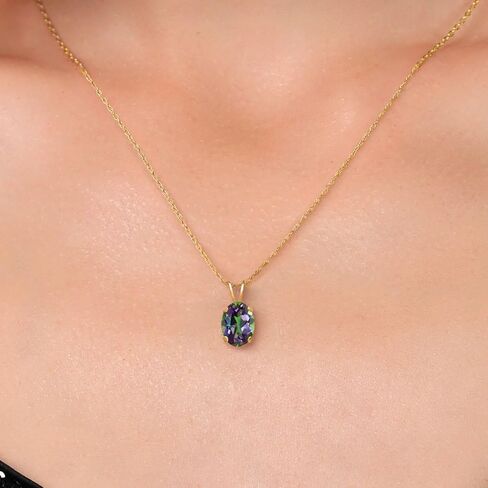 Gem Stone King 14K Yellow Gold Forever Brilliant Moissanite from Charles & Colvard Pendant Necklace For Women (0.90 Cttw, Oval 7X5MM, with 18 Inch Chain) in Saudi Arabia