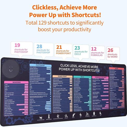 شحن لاسلكي مغناطيسي، لوحة ماوس Excel Cheat Sheet مع حامل هاتف، لوحة مكتب اختصارات Excel ممتدة، حصيرة لوحة مفاتيح مقاومة للماء فائقة النعومة، قاعدة غير قابلة للانزلاق (غير متضمنة محول 9V 2A) in Kuwait