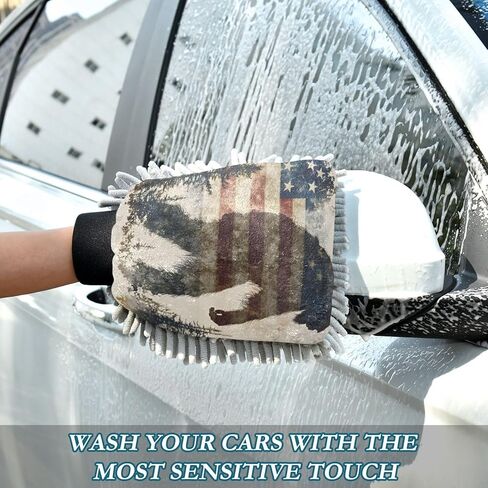 AIXIWAWA Car Wash Mitt Washing Glove Sasquatch American Print Scratch Free Water Absorbent 2 Pack Large in Saudi Arabia