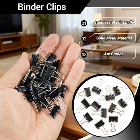 120 Pcs Small Binder Clips Black, 0.75in/19mm Mini Binder Paper Clips, Paper Clamps for Office Supplies, Home, School,Business Document Organizing in Saudi Arabia