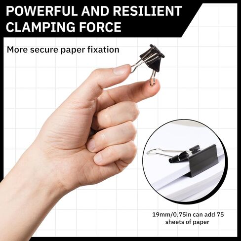 120 Pcs Small Binder Clips Black, 0.75in/19mm Mini Binder Paper Clips, Paper Clamps for Office Supplies, Home, School,Business Document Organizing in Saudi Arabia