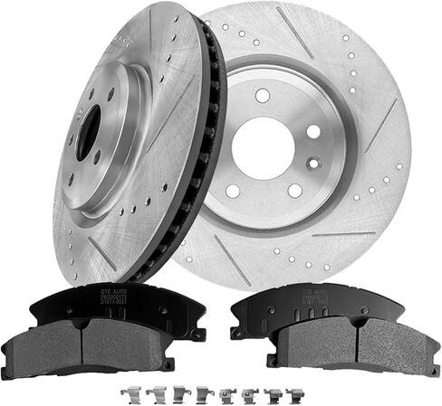 PM Auto Set of 6 Front 325mm Drilled Slotted Brake Disc Rotors-Ceramic Brake Pad Kit Replacement For 2013-2019 Ford Flex in Saudi Arabia