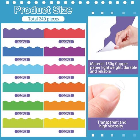 Containlol 236ft Colorful Bulletin Board Borders Set, Christmas Classroom Decoration, Scalloped Classroom Borders for Bulletin Board for Chalkboard Whiteboard Poster Decor in Saudi Arabia