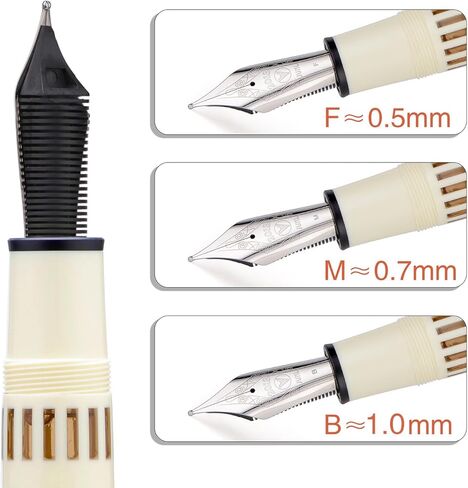 قلم حبر أكريليك Wikult Yongsheng Junlai 930، مقاس 9 سن رفيع مع نظام تعبئة المكبس، خزان حبر سياج أبيض عاجي مع قلم كتابة ناعم بتصميم مسطح (زخرفة ذهبية) in Kuwait