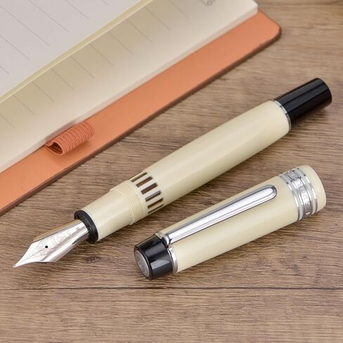 قلم حبر أكريليك Wikult Yongsheng Junlai 930، مقاس 9 سن رفيع مع نظام تعبئة المكبس، خزان حبر سياج أبيض عاجي مع قلم كتابة ناعم بتصميم مسطح (زخرفة ذهبية) in Kuwait