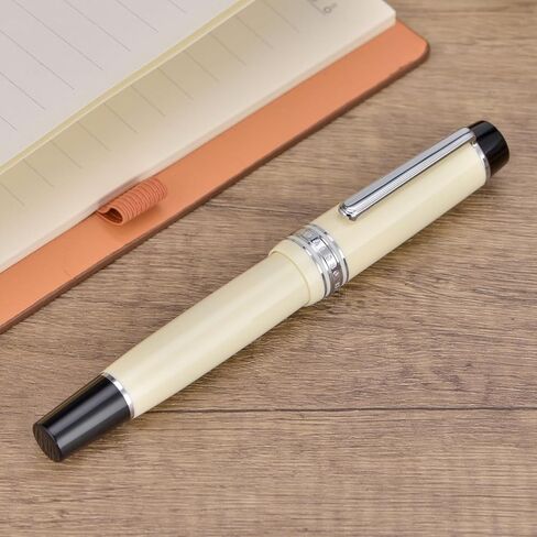 قلم حبر أكريليك Wikult Yongsheng Junlai 930، مقاس 9 سن رفيع مع نظام تعبئة المكبس، خزان حبر سياج أبيض عاجي مع قلم كتابة ناعم بتصميم مسطح (زخرفة ذهبية) in Kuwait