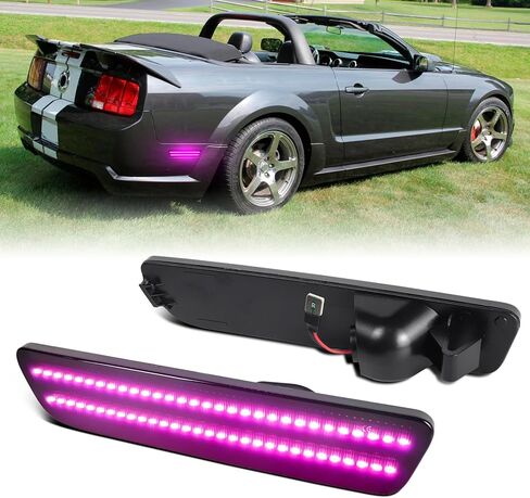 Dual Rows Pink Purple LED Side Marker Lights for Ford Mustang 2005-2009 Rear Bumper Fender Marker Reflectors, 2PCS Smoked Lens in Saudi Arabia