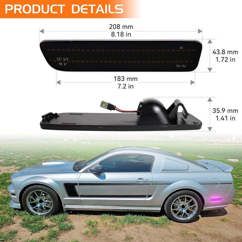 Dual Rows Pink Purple LED Side Marker Lights for Ford Mustang 2005-2009 Rear Bumper Fender Marker Reflectors, 2PCS Smoked Lens in Saudi Arabia