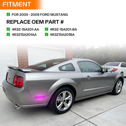 Dual Rows Pink Purple LED Side Marker Lights for Ford Mustang 2005-2009 Rear Bumper Fender Marker Reflectors, 2PCS Smoked Lens in Saudi Arabia