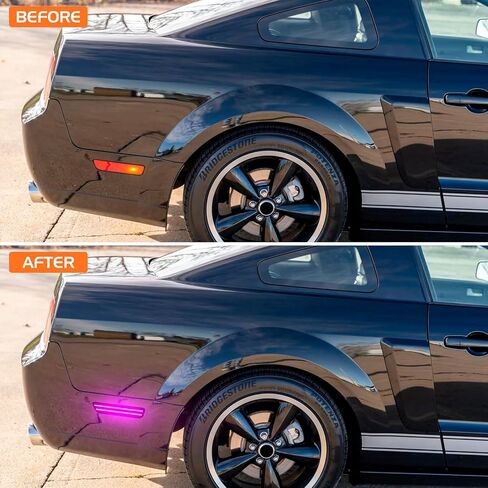 Dual Rows Pink Purple LED Side Marker Lights for Ford Mustang 2005-2009 Rear Bumper Fender Marker Reflectors, 2PCS Smoked Lens in Saudi Arabia