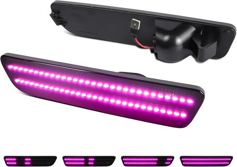 Dual Rows Pink Purple LED Side Marker Lights for Ford Mustang 2005-2009 Rear Bumper Fender Marker Reflectors, 2PCS Smoked Lens in Saudi Arabia