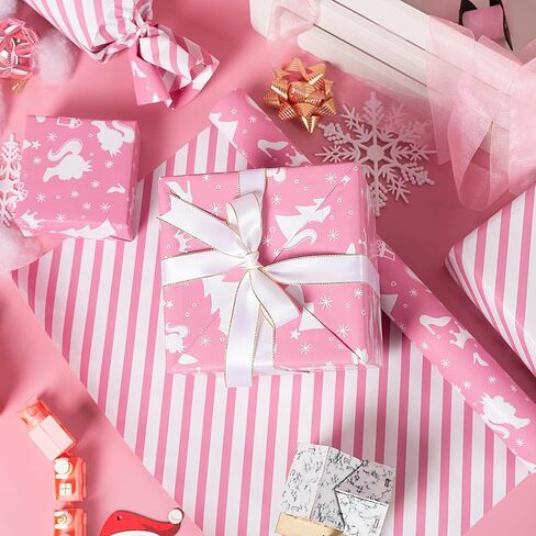 لفة ورق تغليف عيد الميلاد المضحكة من Vnaaem سانتا عيد الميلاد المشاغب للرجال والنساء البالغين (سانتا المضحكة - وردي، 45.7 سم × 100 قدم) in Kuwait