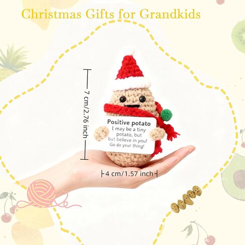 Christmas Small Gifts 1 Pcs Handmade Emotional Support Crochet Positive Mini Potato with Affirmation Cards for Positive Mood in Saudi Arabia