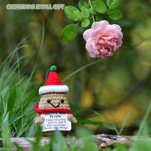 Christmas Small Gifts 1 Pcs Handmade Emotional Support Crochet Positive Mini Potato with Affirmation Cards for Positive Mood in Saudi Arabia