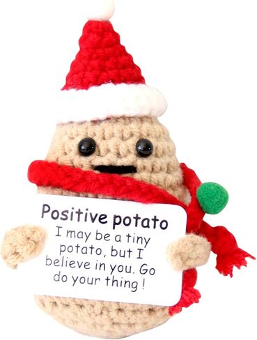 Christmas Small Gifts 1 Pcs Handmade Emotional Support Crochet Positive Mini Potato with Affirmation Cards for Positive Mood in Saudi Arabia