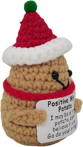 Christmas Small Gifts 1 Pcs Handmade Emotional Support Crochet Positive Mini Potato with Affirmation Cards for Positive Mood in Saudi Arabia