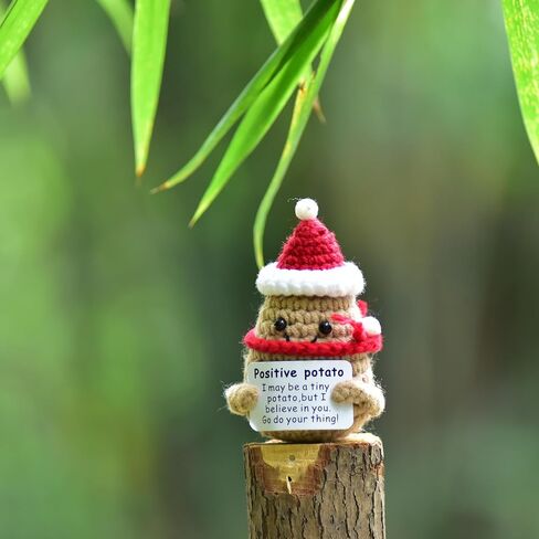 Christmas Small Gifts 1 Pcs Handmade Emotional Support Crochet Positive Mini Potato with Affirmation Cards for Positive Mood in Saudi Arabia