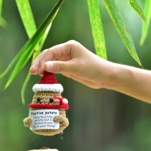 Christmas Small Gifts 1 Pcs Handmade Emotional Support Crochet Positive Mini Potato with Affirmation Cards for Positive Mood in Saudi Arabia