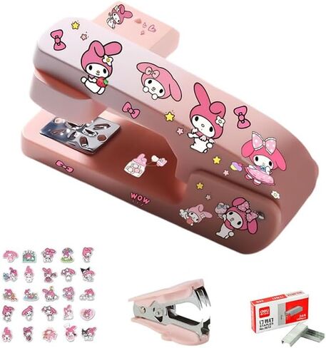Swing-Arm Pink Stapler, Swivel Cute Pink Staplers with Kawaii Stickers, Staple Remover & 1000 Staples – Perfect for Girls in Saudi Arabia