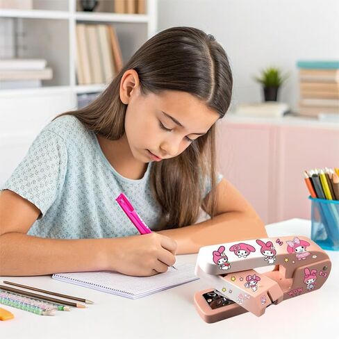 Swing-Arm Pink Stapler, Swivel Cute Pink Staplers with Kawaii Stickers, Staple Remover & 1000 Staples – Perfect for Girls in Saudi Arabia