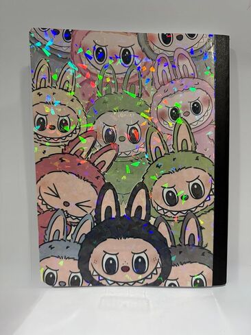 Holographic Cartoon Labubu Characters Composition Notebook, 80 Sheets, Wide Ruled, Cute Shiny Cover, School Journal for Kids, Teens and Adults in Saudi Arabia