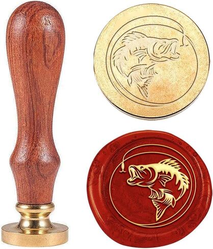 1pc Fish Wax Sealing Stamp Vintage Wax Seal Stamp Gift for Christmas 25mm Removable Brass Head Stamp with Wooden Handle Invitation Card Wax Stamps for Envelope Card Gift Decoration in Saudi Arabia
