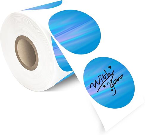 400Pcs/Roll - 2 Inch Holographic Silver Thermal Labels, Waterproof & Oil-Resistant Round Stickers, Circle Printer Labels for Business Logo, Pricing, Address, Thanks/Blessing Label in Saudi Arabia