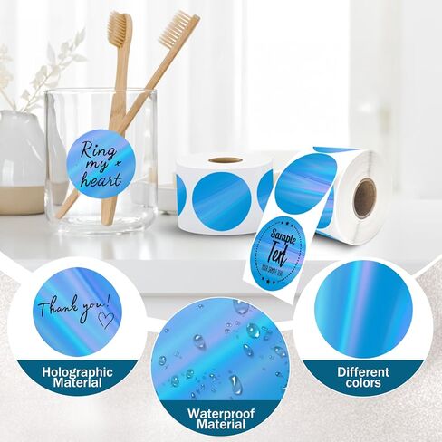 400Pcs/Roll - 2 Inch Holographic Silver Thermal Labels, Waterproof & Oil-Resistant Round Stickers, Circle Printer Labels for Business Logo, Pricing, Address, Thanks/Blessing Label in Saudi Arabia