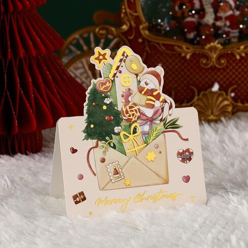 15Pcs Cartoon Christmas Greeting Cards Santa Claus Snowman Blessing Postcard for Friend Birthday New Year Christmas Decoration,Colorful 02,Snowman in Saudi Arabia