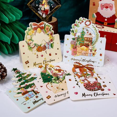 15Pcs Cartoon Christmas Greeting Cards Santa Claus Snowman Blessing Postcard for Friend Birthday New Year Christmas Decoration,Colorful 02,Snowman in Saudi Arabia