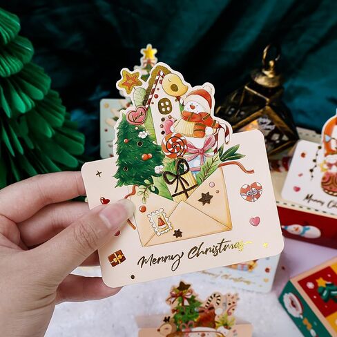 15Pcs Cartoon Christmas Greeting Cards Santa Claus Snowman Blessing Postcard for Friend Birthday New Year Christmas Decoration,Colorful 02,Snowman in Saudi Arabia