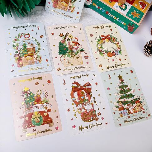 15Pcs Cartoon Christmas Greeting Cards Santa Claus Snowman Blessing Postcard for Friend Birthday New Year Christmas Decoration,Colorful 02,Snowman in Saudi Arabia