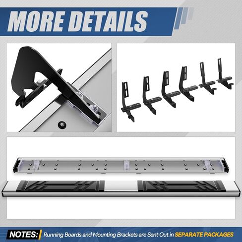 لوحات تشغيل Auto Dynasty متوافقة مع 2015-2024 Ford F-150 F-250 F-350 Super Duty Standard Cab، غطاء ABS مضاد للانزلاق، سعة 350 رطل، قضبان خطوة من الفولاذ المقاوم للصدأ مقاس 6.5 بوصة in Kuwait