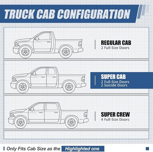 لوحات تشغيل Auto Dynasty متوافقة مع 2015-2024 Ford F-150 F-250 F-350 Super Duty Standard Cab، غطاء ABS مضاد للانزلاق، سعة 350 رطل، قضبان خطوة من الفولاذ المقاوم للصدأ مقاس 6.5 بوصة in Kuwait