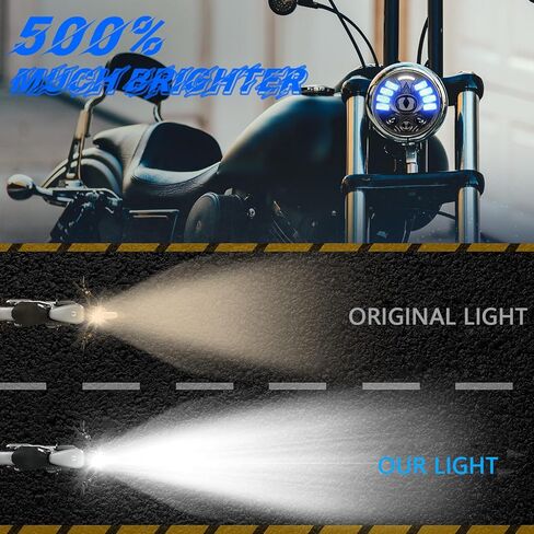 MONDEVIEW 5-3/4 5.75 بوصة LED دراجة نارية أمامية مع شعاع عالٍ/منخفض DRL إشارات الانعطاف الخفيفة المعتمدة من DOT متوافقة مع Sportster Dyna Street Bob Low Rider Wide Glide Iron 883 in Kuwait